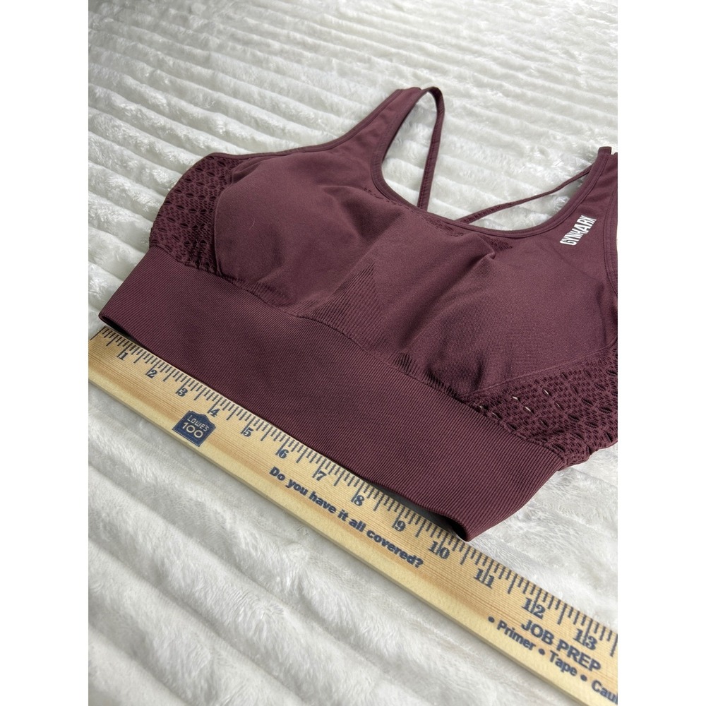 Gymshark Energy+ Seamless Sports Bra Burgundy Purple with padding Size L - Picture 3 of 8